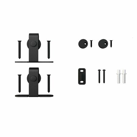 OUTWATER Top Mount Roller Kit for Sliding Barn Doors with Wheels Black Powder Coated Finish 3P5.7.00069